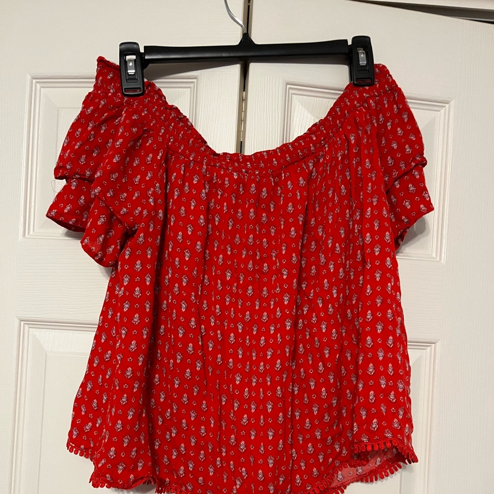 Red off the shoulder top